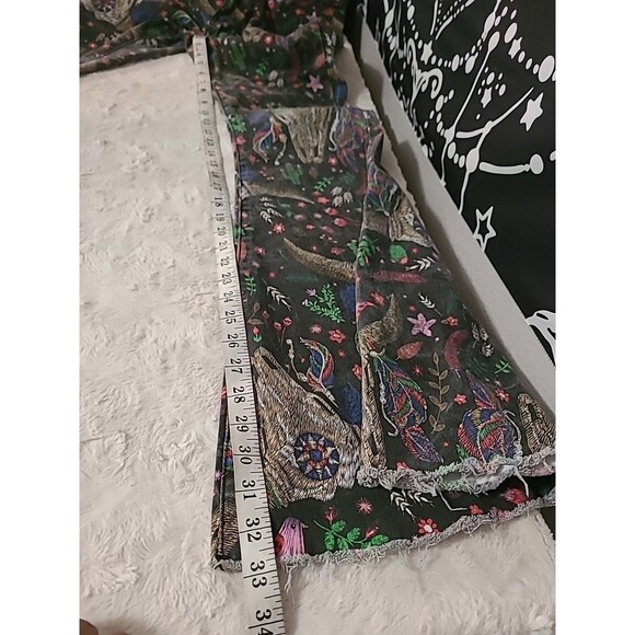 Lucky and Blessed Jeans Wide Leg Flare Size 8 Black Floral Boho Western Rodeo - Picture 12 of 12
